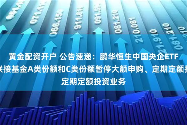 黄金配资开户 公告速递：鹏华恒生中国央企ETF发起式联接基金A类份额和C类份额暂停大额申购、定期定额投资业务